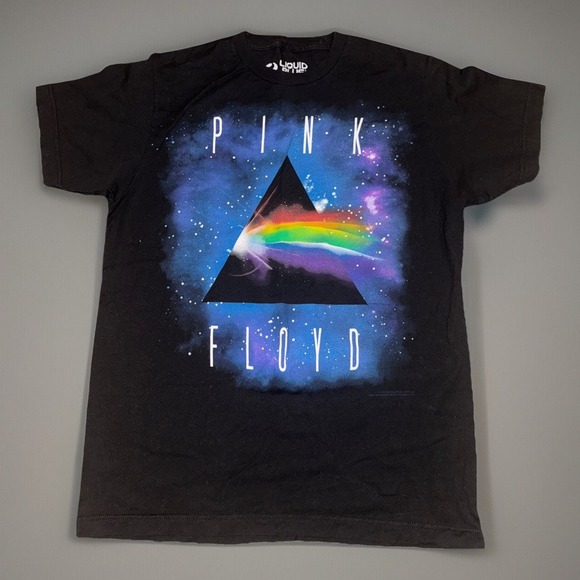 Liquid‎ Blue Pink Floyd Dark Side Of The Moon Men's Medium M Graphic Tee T-Shirt - Picture 1 of 7